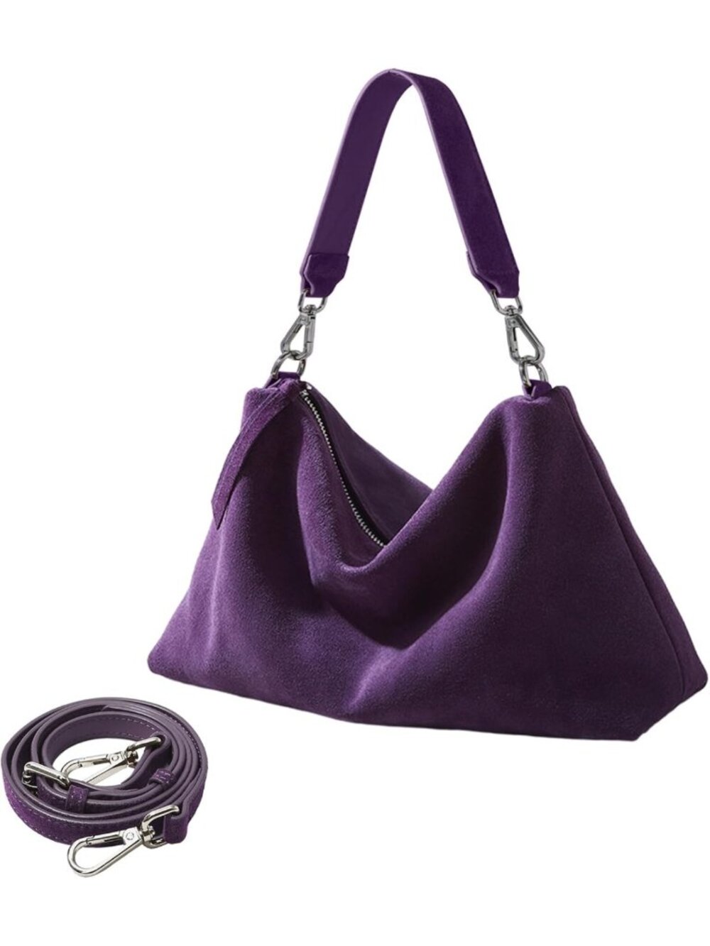 Vintage Suede Tote Bag for Women | Slouchy Hobo Shoulder & Crossbody Purse